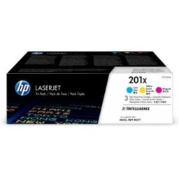HP Paquete de 3 cartuchos de tóner cian/magenta/amarillo LaserJet 201X de alta capacidad