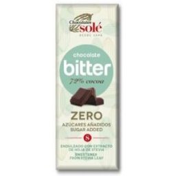Chocolates sole chocolatina chocolate negro 72% con stevia 25g 30u
