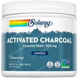 Solaray charcoal coconut activated carbon activo 150gr.