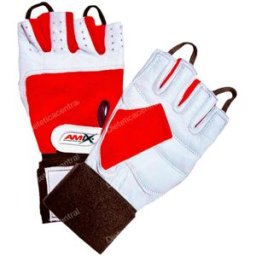 Amix guantes de muñequera color rojo-blanco talla m