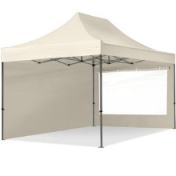TOOLPORT 3x4,5 m Carpa plegable, PREMIUM acero 40mm, 2 laterales incl. con ventanas panorámicas, crema - (600048)