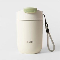 Vaso de viaje Outin Blanco Arena 350 ml acero inoxidable 316L compacto