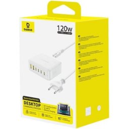 Cargador USB Baseus EnerFill FH21 120W 6 Puertos GaN Blanco