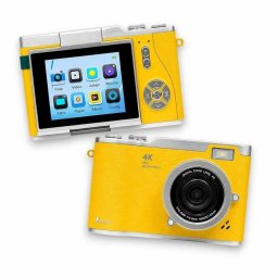 Cámara Compacta Karawan 48MP 4K Autofocus Flash Pantalla Giratoria Amarilla
