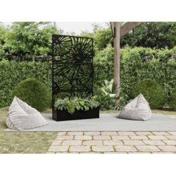 Unique Jardinera con enrejado de diseño - An. 92 x Pr. 32.5 x Alt. 173 cm - Negro - ENATAS