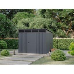 Unique Cobertizo de jardín metálico en acero galvanizado - 0,4 mm - gris antracita 6,6 m² - CLAFTON