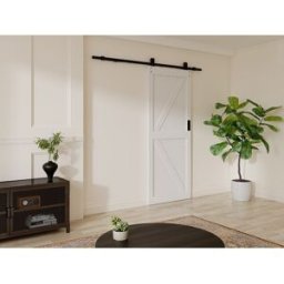 Unique Puerta corredera con sistema de montaje en aplique - Madera y MDF - blanco - Alt. 205 x 83 cm - NEFARA
