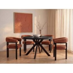 Unique Mesa extensible de comedor 4 a 8 comensales de MDF y acero - Negro - KOMONI