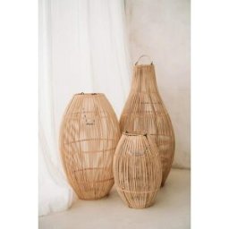 Bazar Bizar Lámpara colgante de ratán en marrón 25x25x38 cm