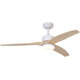 QAZQA Ventilador techo blanco madera 132 cm led