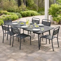 Concept Usine Conjunto de mesa de jardín de 160 cm y 6 sillas