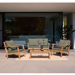 sweeek Conjunto de jardín de madera, 4 plazas, madera