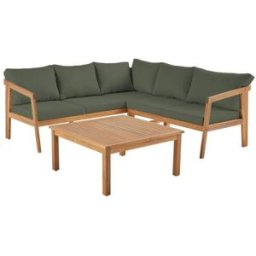 sweeek Conjunto de jardín para rincón en acacia, 5 plazas, verde kaki