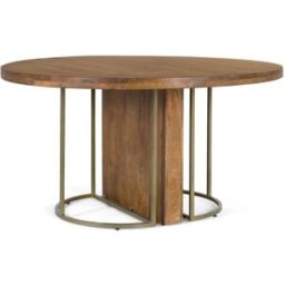 GINER Y COLOMER Mesa de comedor redonda fabricada en madera de mango maciza 150 cm