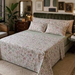 Alo Home Juego de sábanas algodón 100% 4 piezas Asia Verdes - cama 150 cm