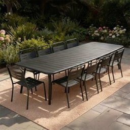 Concept Usine Conjunto de mesa de jardín de 234 cm y 10 sillas