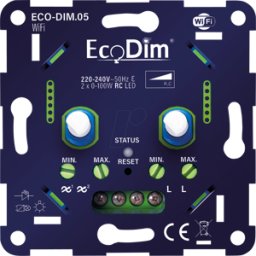 ECODIM ECO-DIM.05-WIFI - Atenuador de luz, duo, 2x 0-100 W, sección de fase (RC),
