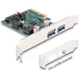 DELOCK 90106 - PCIe x4 > 2x USB 3.1 externos tipo A, perfil bajo