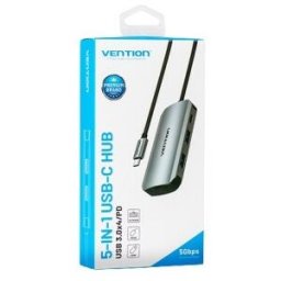 Hub USB Tipo-C Vention TNBHB - 4xUSB - 1xUSB Tipo-C PD