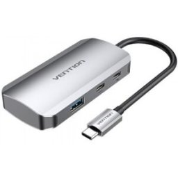 Hub USB Tipo-C Vention TNDHB - 3xUSB - 1xUSB Tipo-C - 1xUSB Tipo-C PD