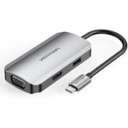 Docking USB Tipo-C Vention TOAHB - 1xHDMI - 1xVGA - 1xUSB - 1xUSB Tipo-C PD - Gris