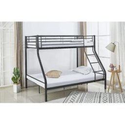 Habitat et jardin Litera metálica "Leo" incl. somier - 90/140 x 190 cm - Negro