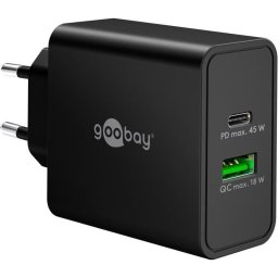 Cargador USB Goobay 45W GaN USB-C y USB-A con Power Delivery