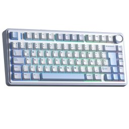 Teclado Aula F75 Gaming Mecánico 75% Inalámbrico RGB LEOBOG Reaper Sea Salt Blue