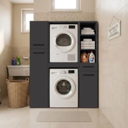 Whous Conjunto de muebles para lavadero antracita mate 147x66,6x187,5cm