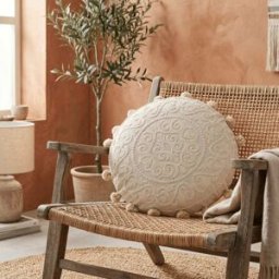 NIYLO Conjunto de 2 cojines de algodón beige 45x45x10 cm