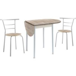 Pondecor Conjunto de mesa extensible y 2 sillas, haya. 55/115×61×76 cm