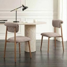 MOBILIER DECO Juego de 2 sillas de tela topo con patas color madera
