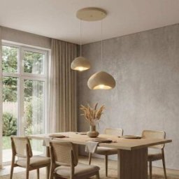 Concept Usine Lámpara de diseño beige de fibra de vidrio con 2 suspensiones