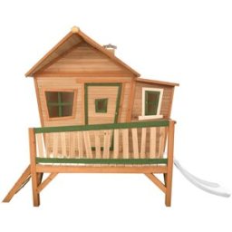 Axi Casita infantil con tobogán en blanco, madera fsc, marrón/verde