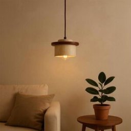 Concept Usine Lámpara colgante de diseño en travertino y madera con efecto nogal