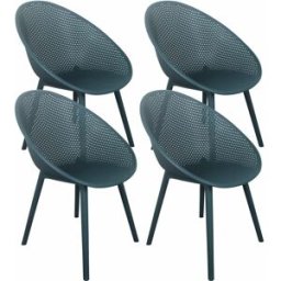 Oviala Juego de 4 sillas de terraza de plástico azul verdoso