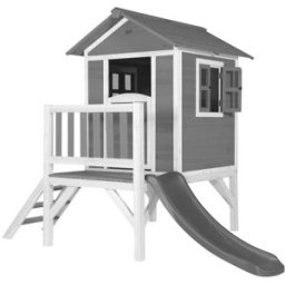 Axi Casita infantil xl con tobogán gris de madera fsc, gris