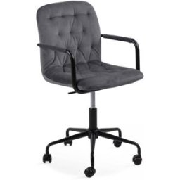 Oviala Silla de oficina con ruedas de terciopelo gris