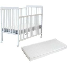 Webaby Cuna bebé con lateral deslizante madera con colchón blanco 60x120