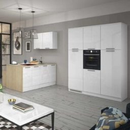 Whous Columna nevera 2 puertas efecto madera blanco brillo 60x60x214,5 cm