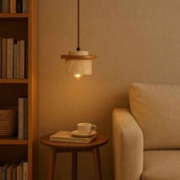 Concept Usine Lámpara colgante de diseño en madera de efecto travertino y roble
