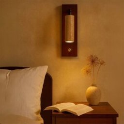 Concept Usine Lámpara de pared ajustable en travertino y madera con efecto nogal