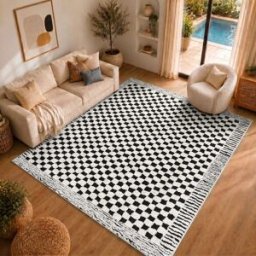 Livabliss Alfombra moderna con diseño de cuadros negro 200x275