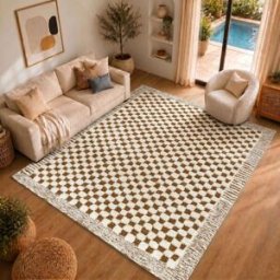 Livabliss Alfombra moderna con diseño de cuadros marrón 200x275
