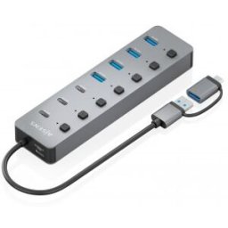 Aisens Hub USB3.1 Gen1 USB-C USB-A, USB-C/M+USB-A/M-4xUSB-A/H+3xUSB-C/H+1xUSB-C/H ALIM., Gris, 30cm