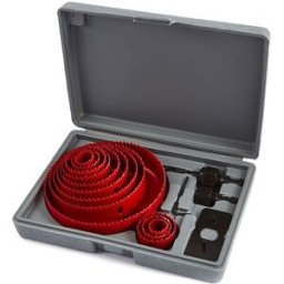 Juego de sierras de corona de 16 piezas HBM – diámetro de 19-127 mm, adecuado para madera, yeso y paneles de yeso