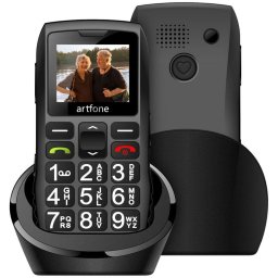 Artfone C1+ 2G Teléfono para Personas Mayores con Botón SOS Negro