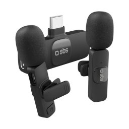 Micrófono SBS TEKIT2MICTYCBTK inalámbrico Bluetooth doble con receptor USB-C