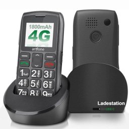 Artfone C1+ 4G Teléfono para Mayores SOS con Base de Carga Negro