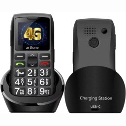 Artfone C1+ 4G Teléfono para mayores con teclas grandes y base de carga negro